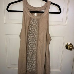 Tan Suede Top with Pattern